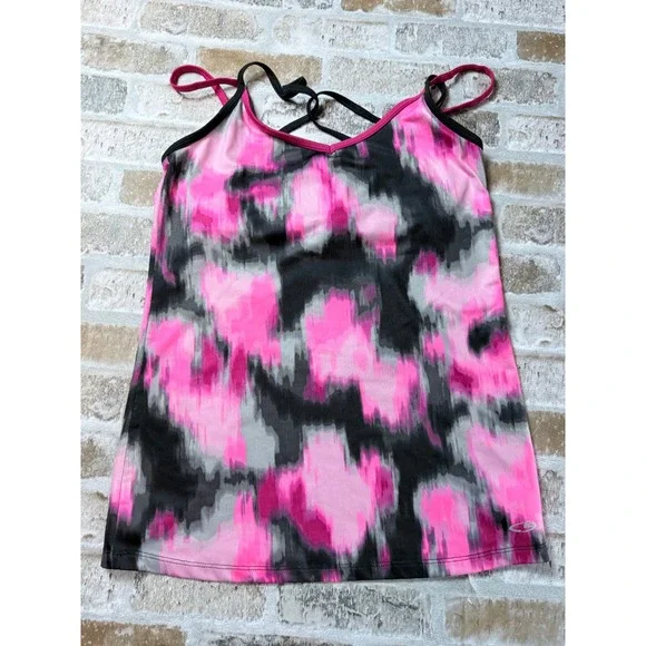 C9 by Champion Womens Pink Grey Abstract Print Active Tank Top Built-In Bra M - Picture 1 of 4